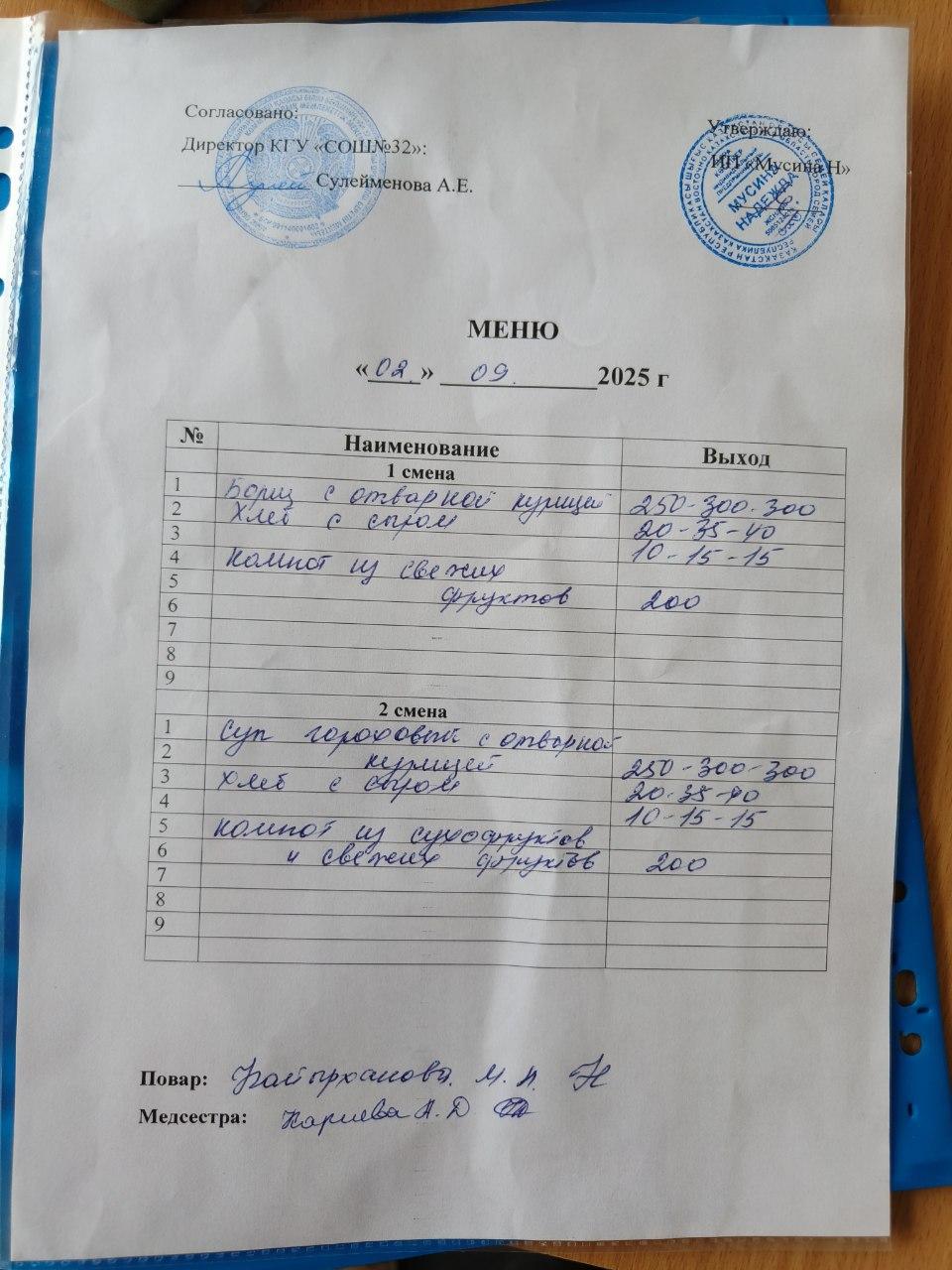 Ас мәзірі 02.09.25